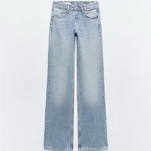 Zara Full Length TRF Mid Rise Wide Leg Jean